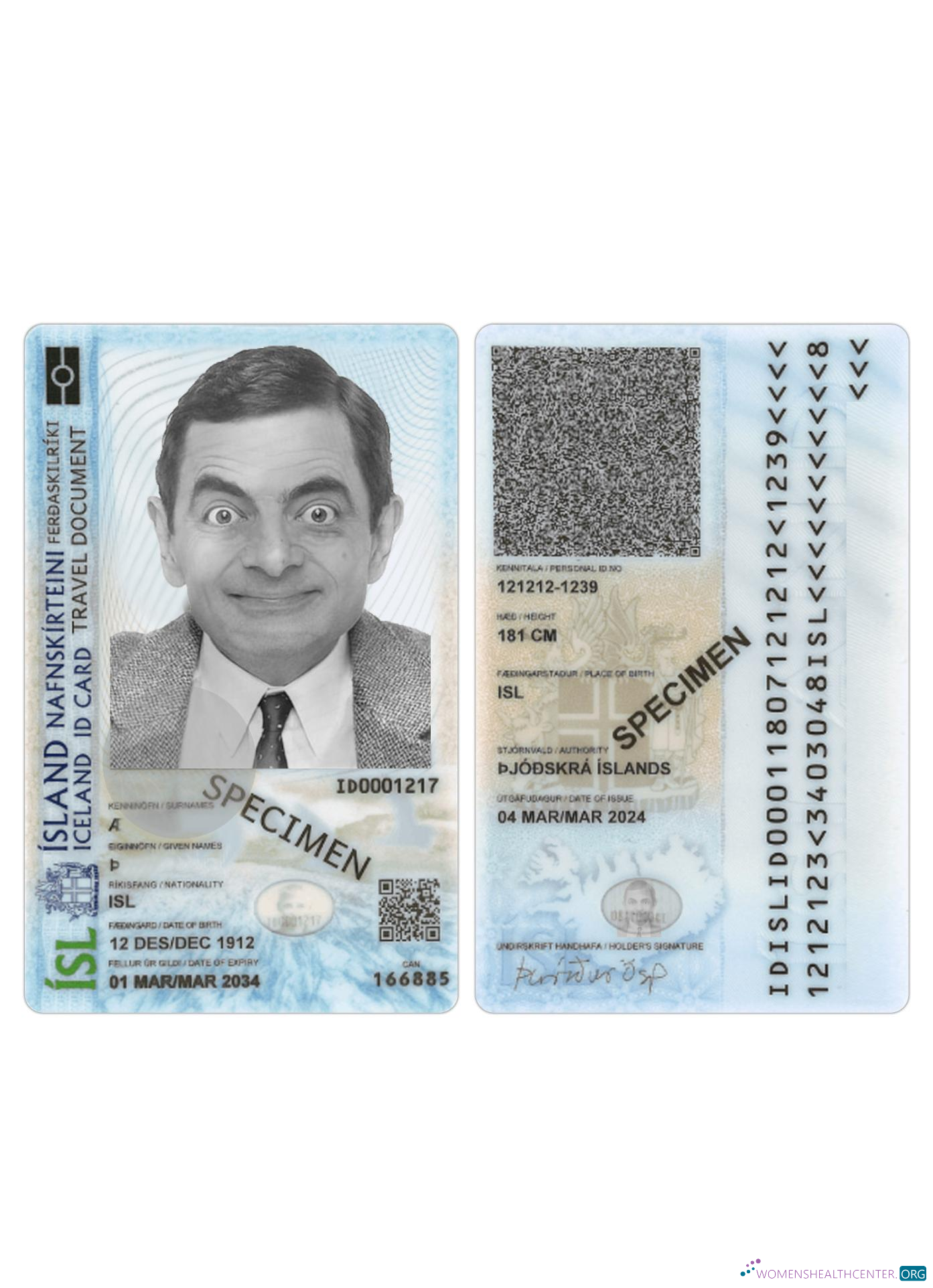 Download Iceland ID card 2024 present Photoshop template